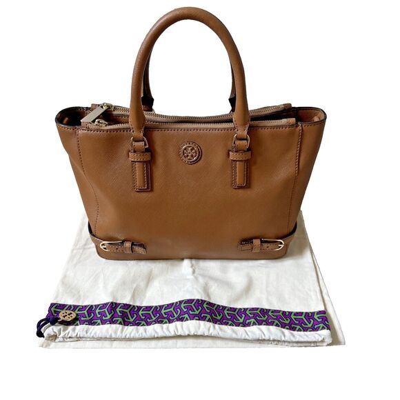 Tory Burch Tigers Eye Brown Saffiano Leather Robinson Multi  Crossbody Bag Tote - Picture 16 of 16